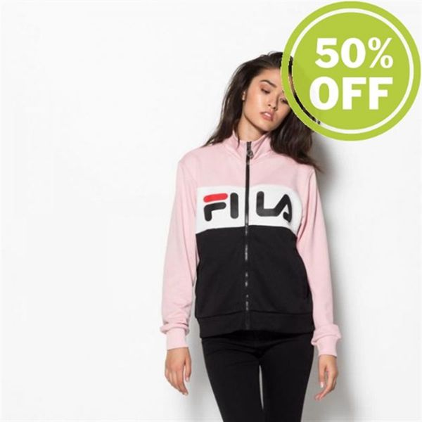 Jaqueta Trilha Fila Mulher Pretas/Branco/Coral - Fila Bronte Track Track Portugal Online,FRDQ-63574